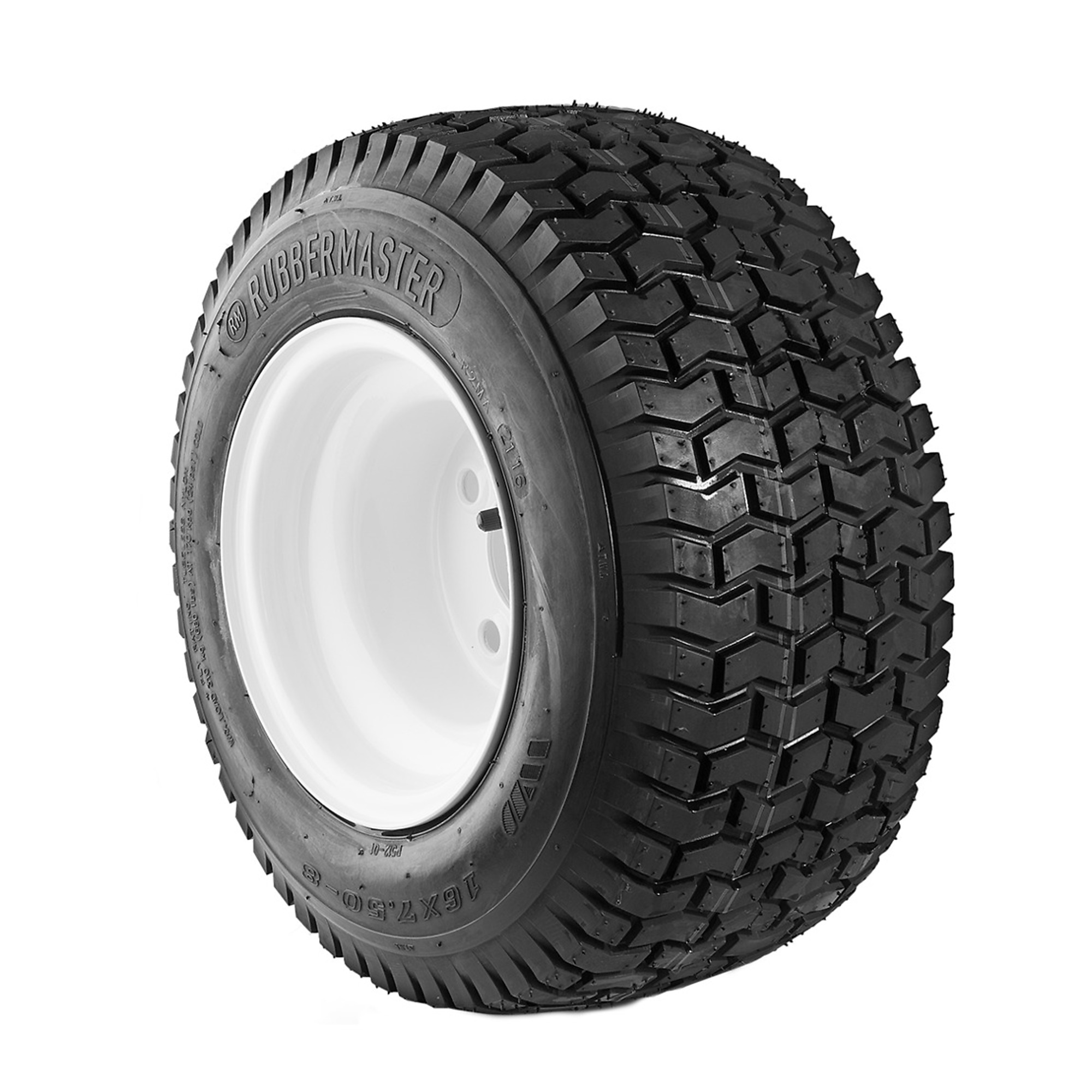 RubberMaster Turf Tire and Rim Assembly - 16x7.50-8, 680-Lb. Capacity, SteelMaster Rim, Model# 598981
